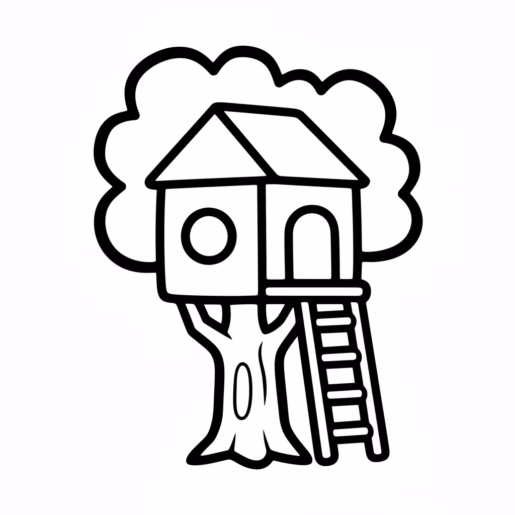 Picture of a printable coloring page showing Treehouse, level medium