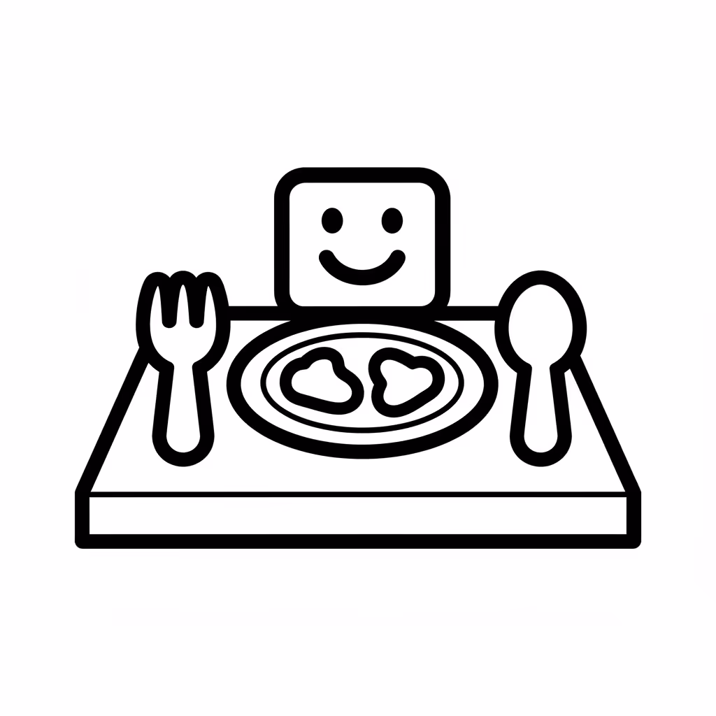 Picture of a printable coloring page showing Dinner, level medium