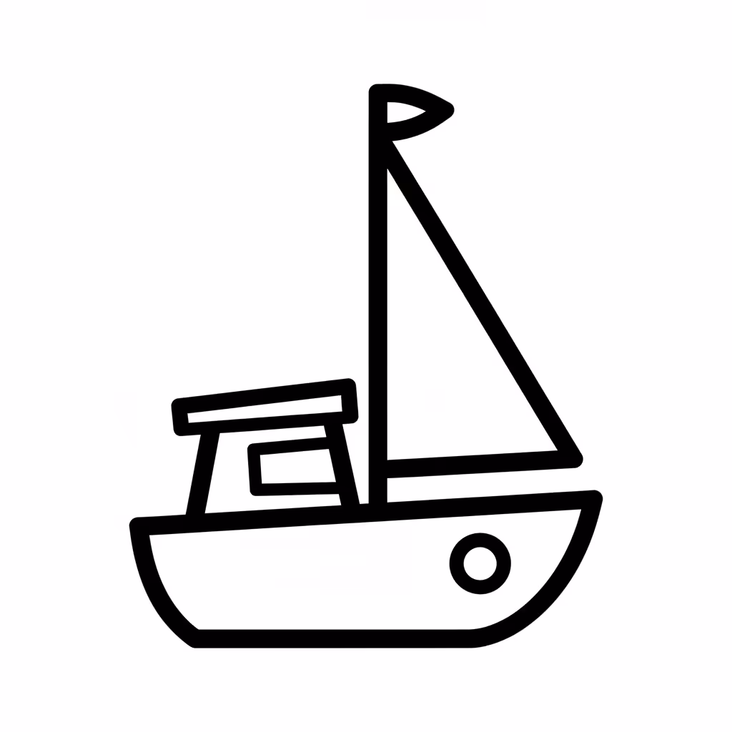 Picture of a printable coloring page showing Yacht, level medium