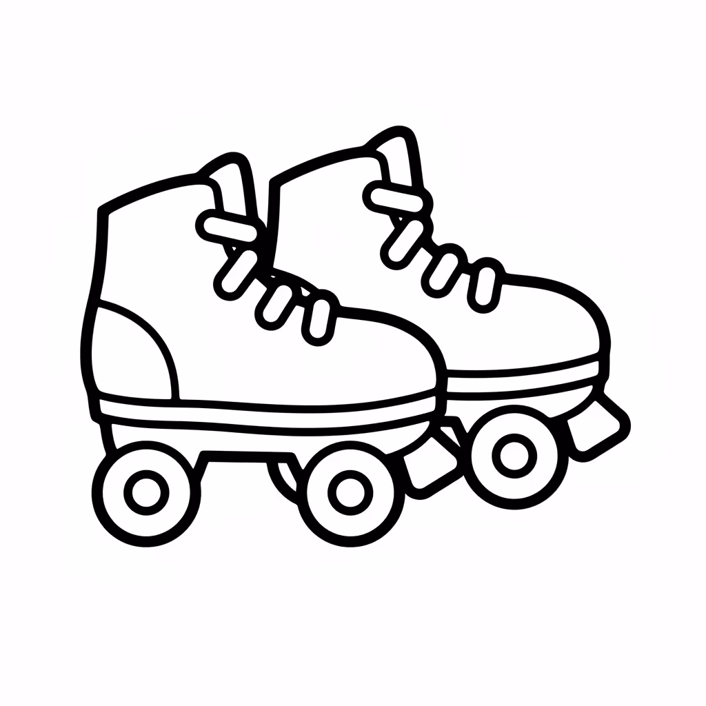 Picture of a printable coloring page showing Roller Skates, level medium