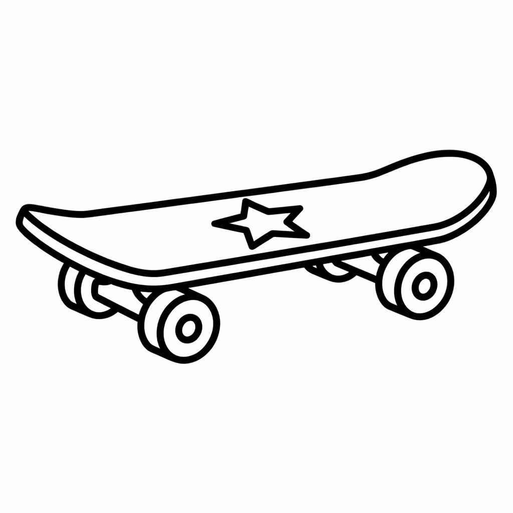 Picture of a printable coloring page showing Skateboard, level medium