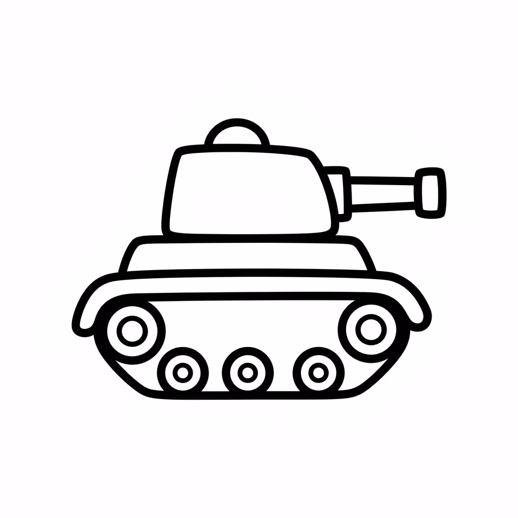 Picture of a printable coloring page showing Tank, level medium