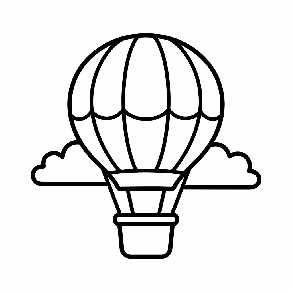 Picture of a printable coloring page showing Hot Air Balloon, level medium