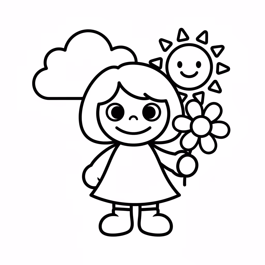 Picture of a printable coloring page showing Meadow, level medium
