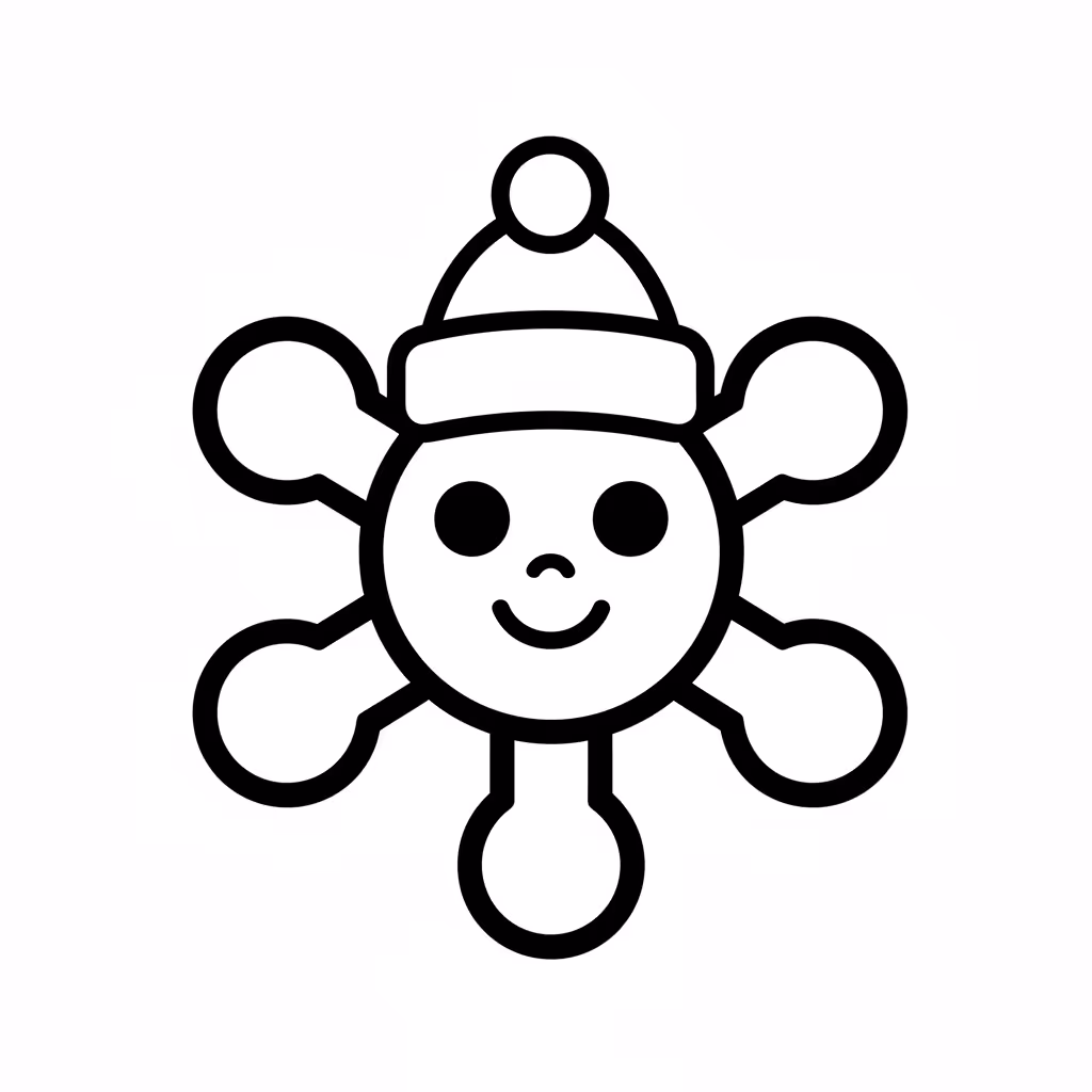 Picture of a printable coloring page showing Snowflake, level medium