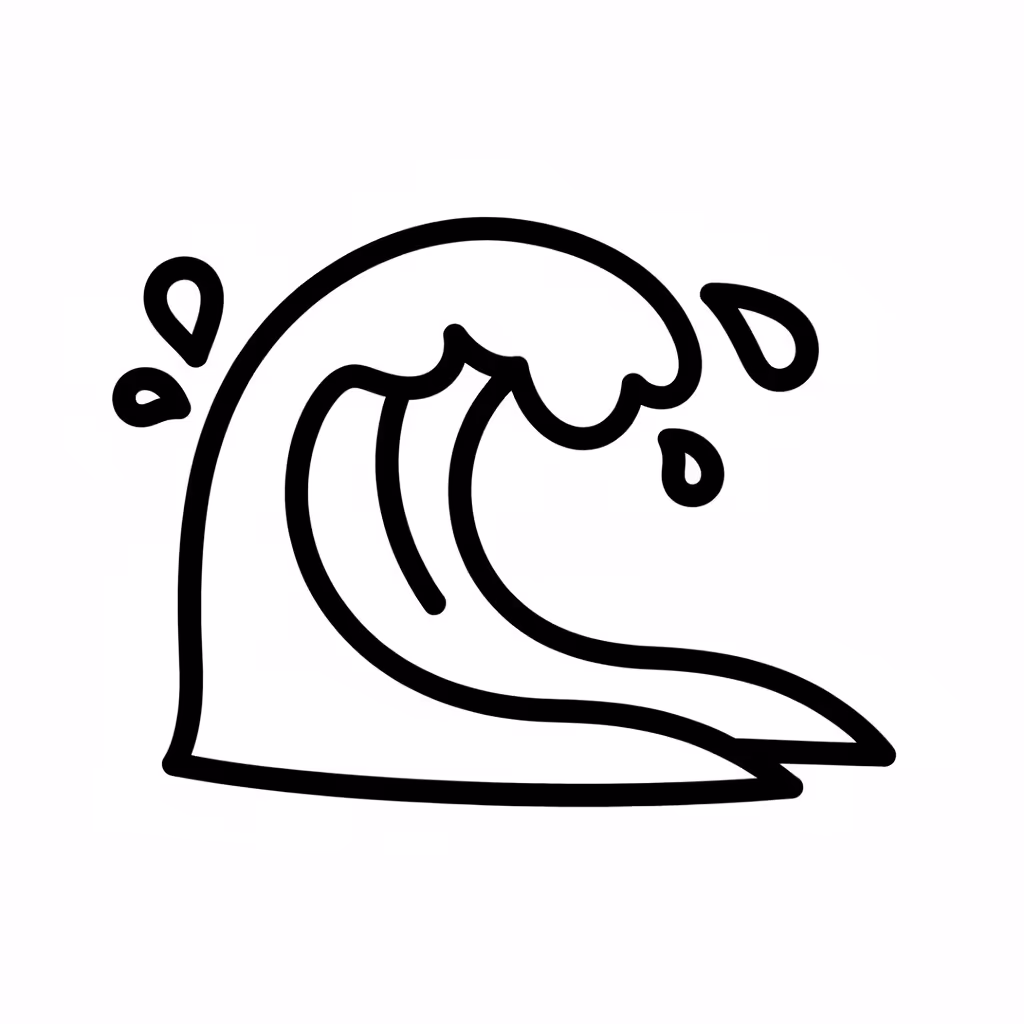 Picture of a printable coloring page showing Wave, level medium