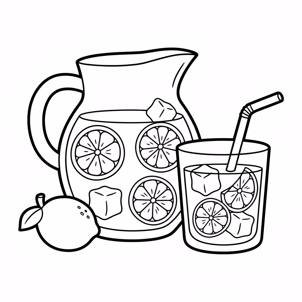 Picture of a printable coloring page showing Lemonade, level medium