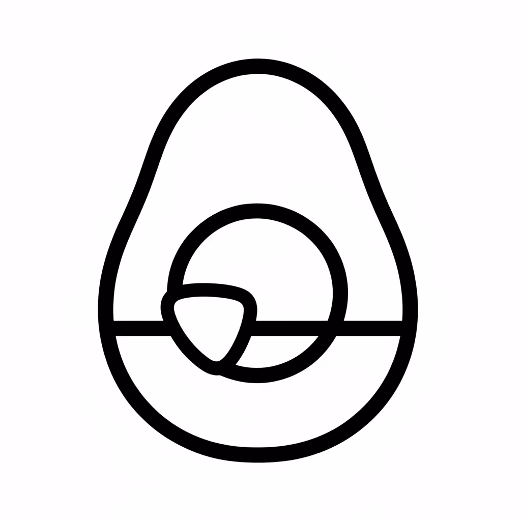 Picture of a printable coloring page showing Avocado, level medium