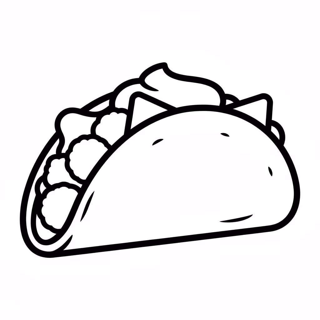 Picture of a printable coloring page showing Taco, level medium