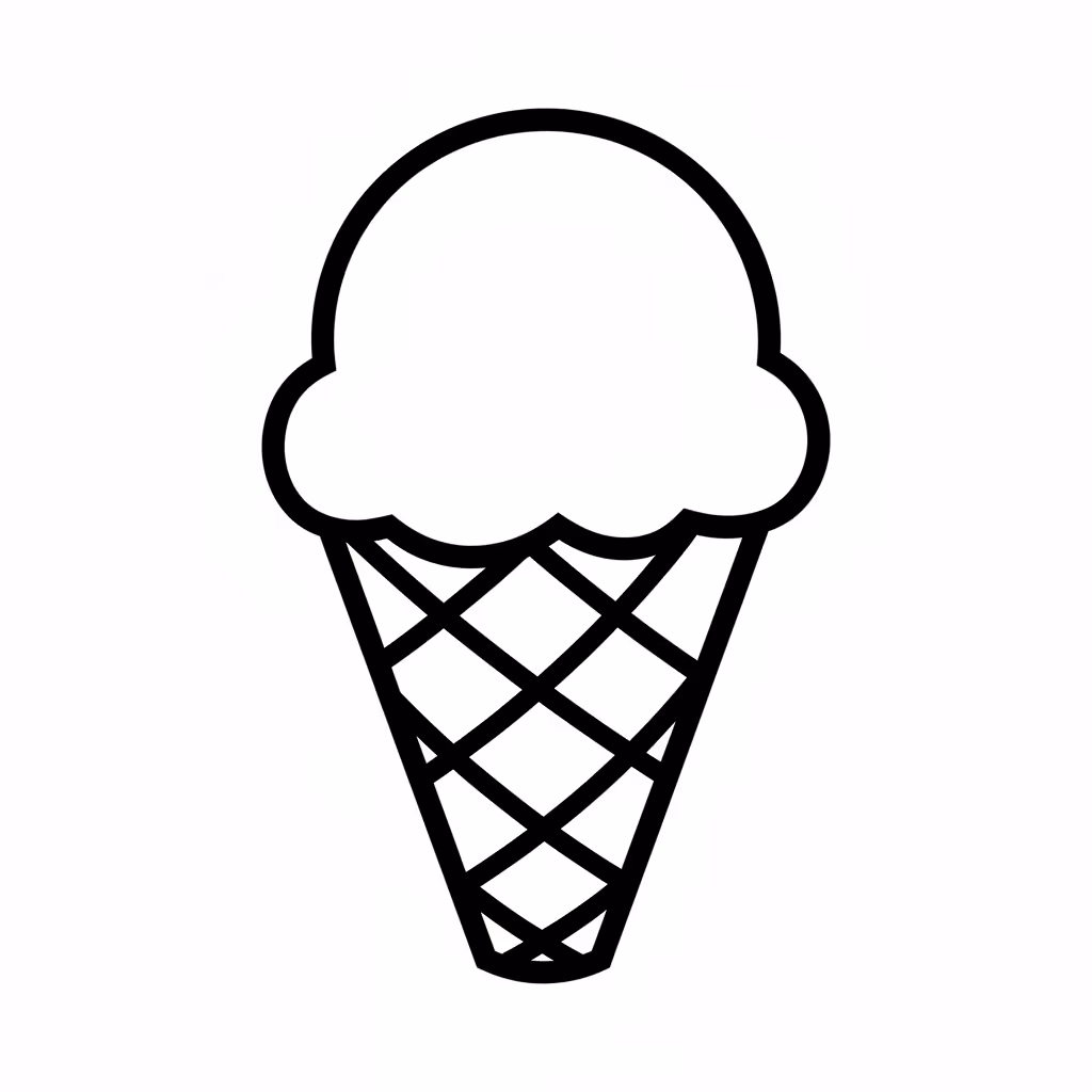 Picture of a printable coloring page showing Ice Cream Cone, level medium