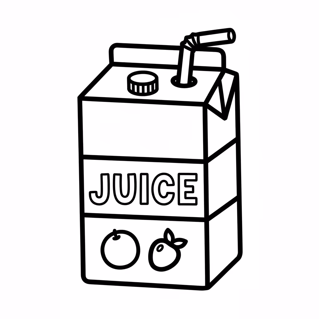 Picture of a printable coloring page showing Juice, level medium
