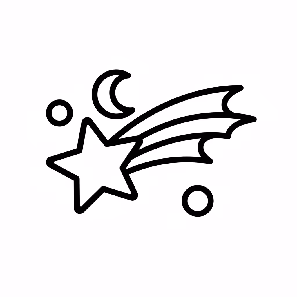 Picture of a printable coloring page showing Shooting Star, level medium