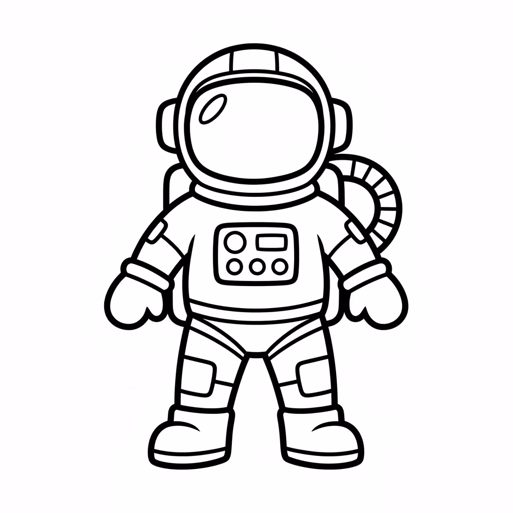 Picture of a printable coloring page showing Spacesuit, level medium