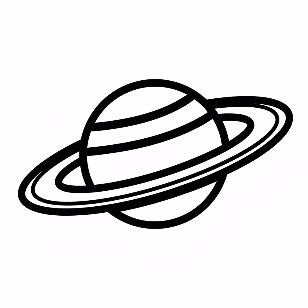 Picture of a printable coloring page showing Uranus, level medium