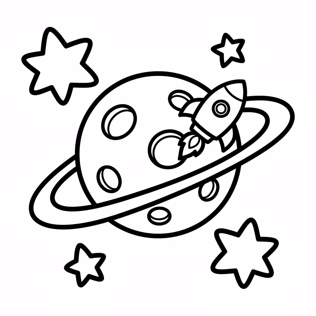 Picture of a printable coloring page showing Mercury, level medium