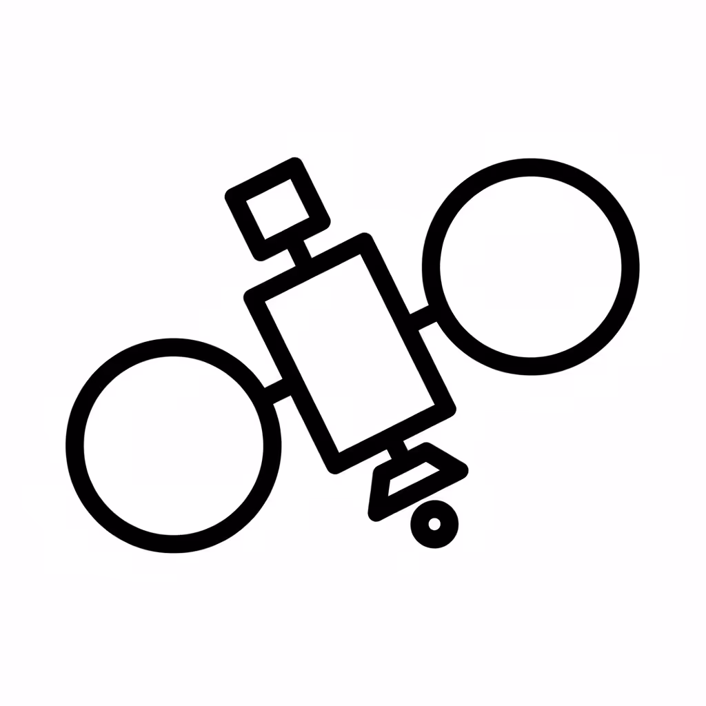 Picture of a printable coloring page showing Satellite, level medium