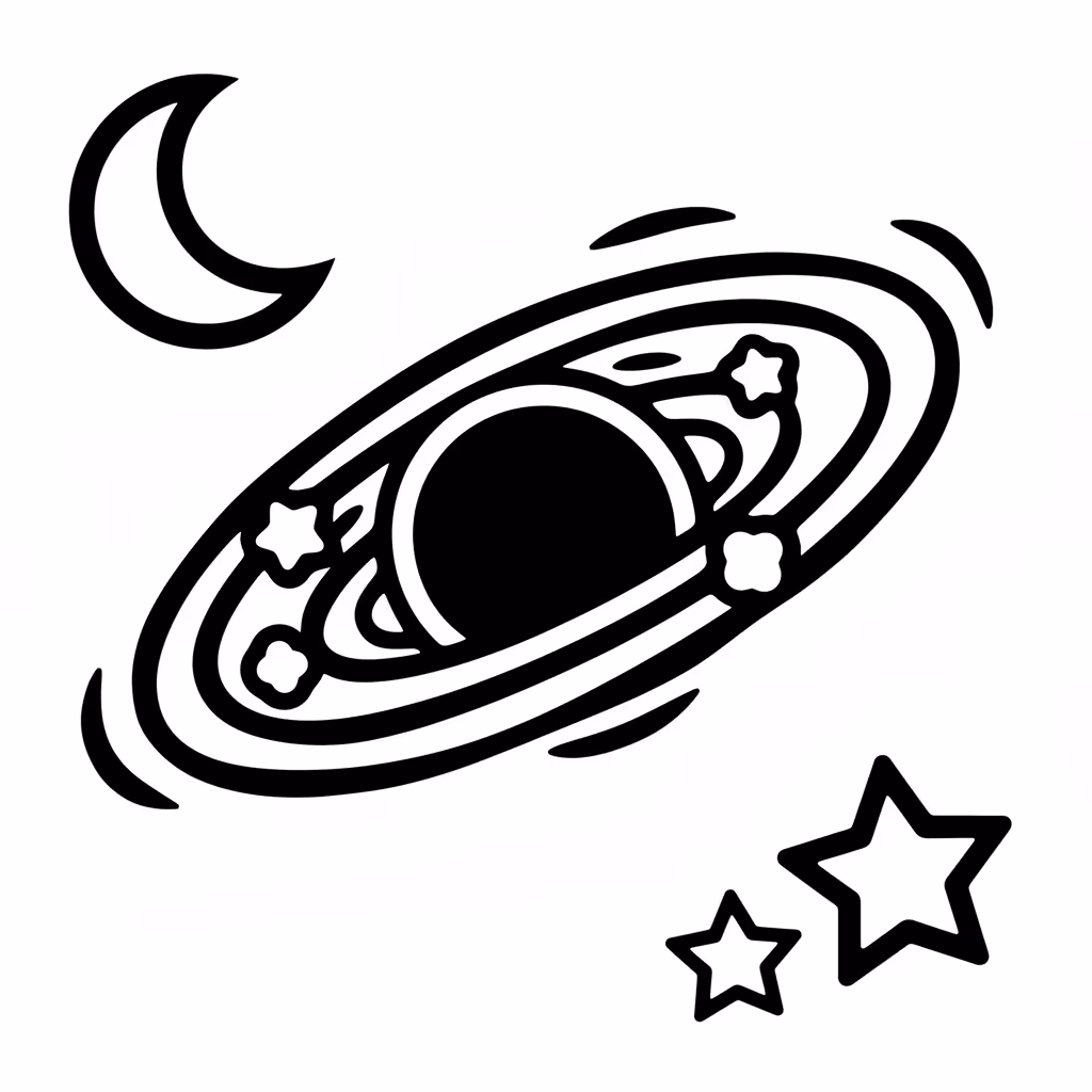 Picture of a printable coloring page showing Black Hole, level medium
