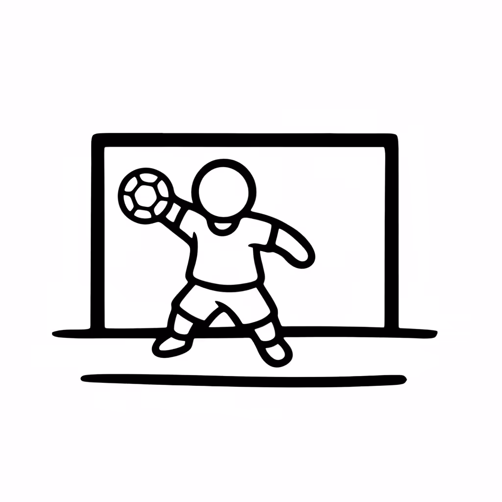 Picture of a printable coloring page showing Handball, level medium