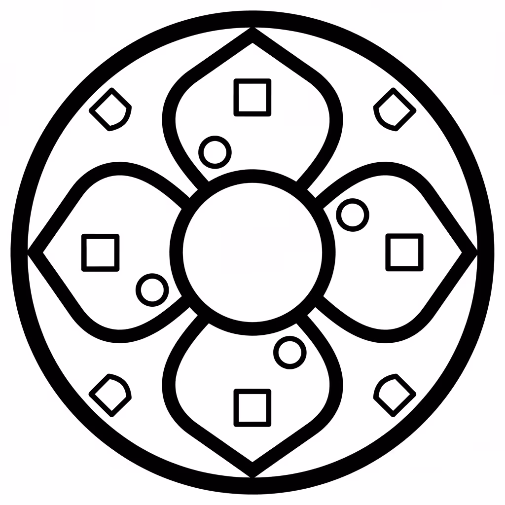Picture of a printable coloring page showing Beginner Mandala, level medium