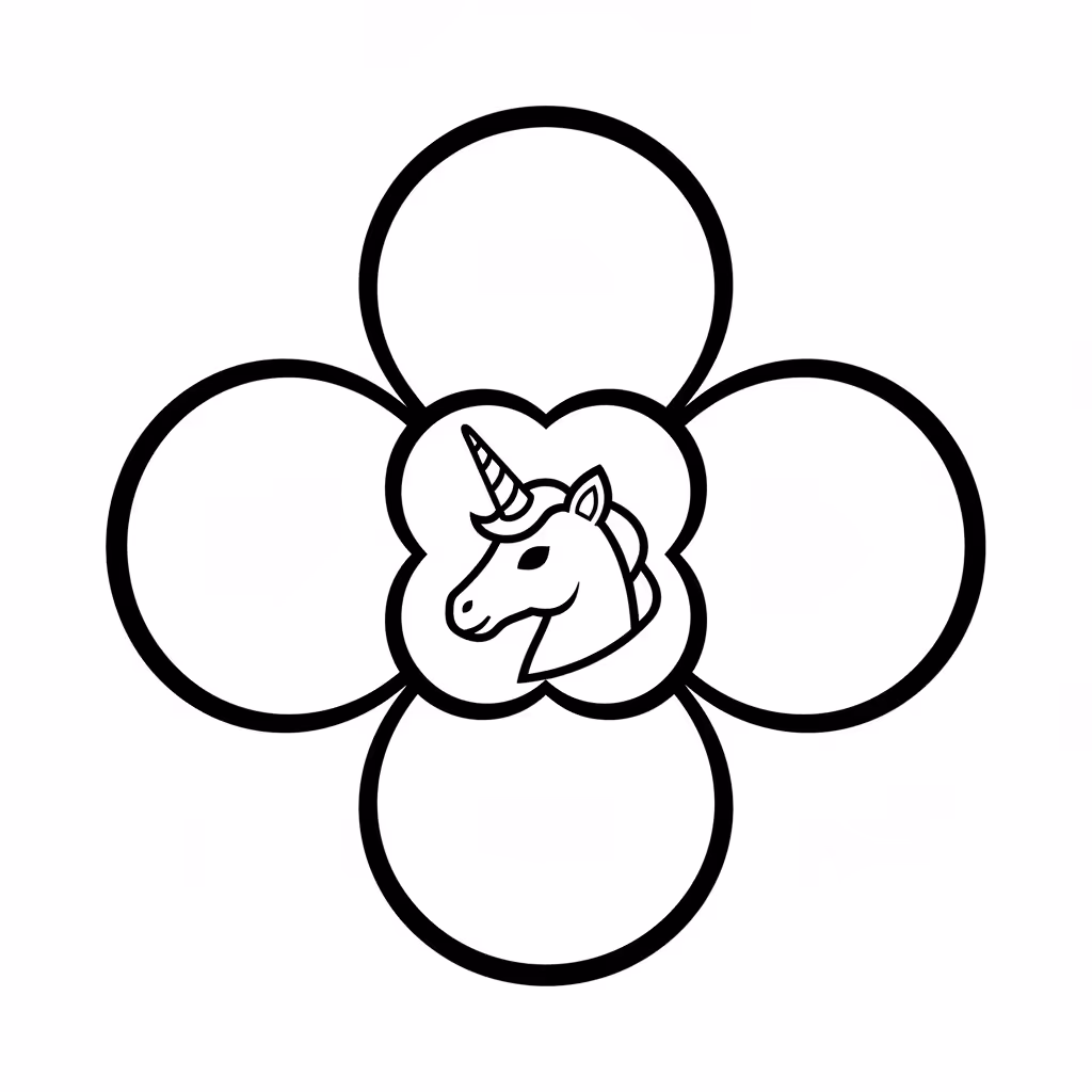 Picture of a printable coloring page showing Unicorn Mandala, level medium