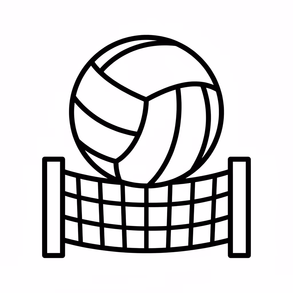 Picture of a printable coloring page showing Volleyball, level medium