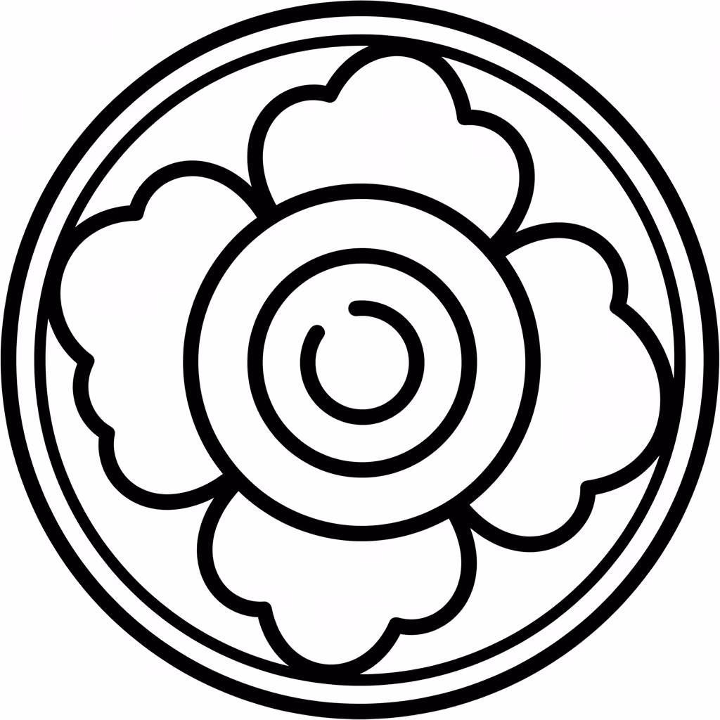 Picture of a printable coloring page showing Spiral Mandala, level medium