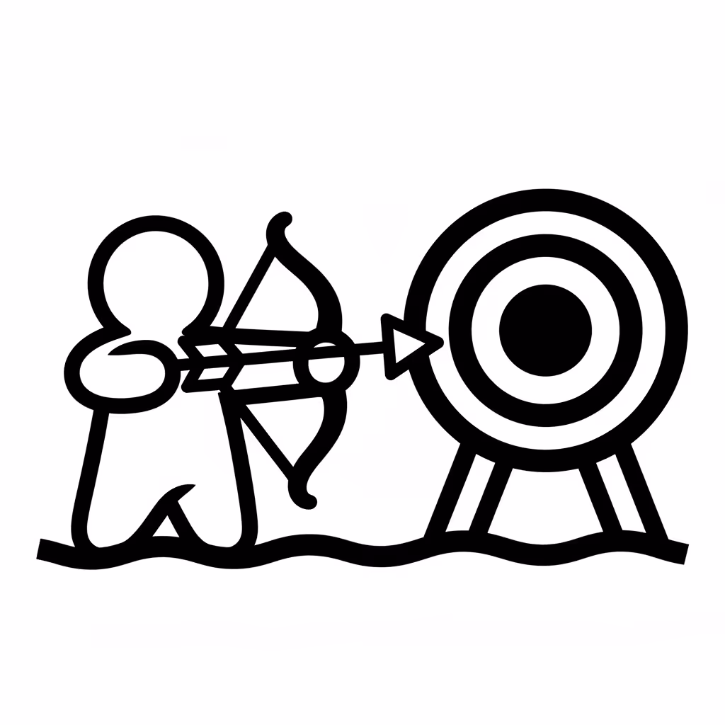 Picture of a printable coloring page showing Archery, level medium