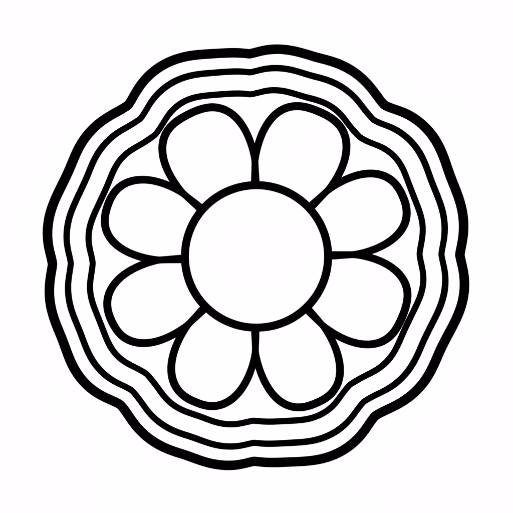 Picture of a printable coloring page showing Abstract Mandala, level medium