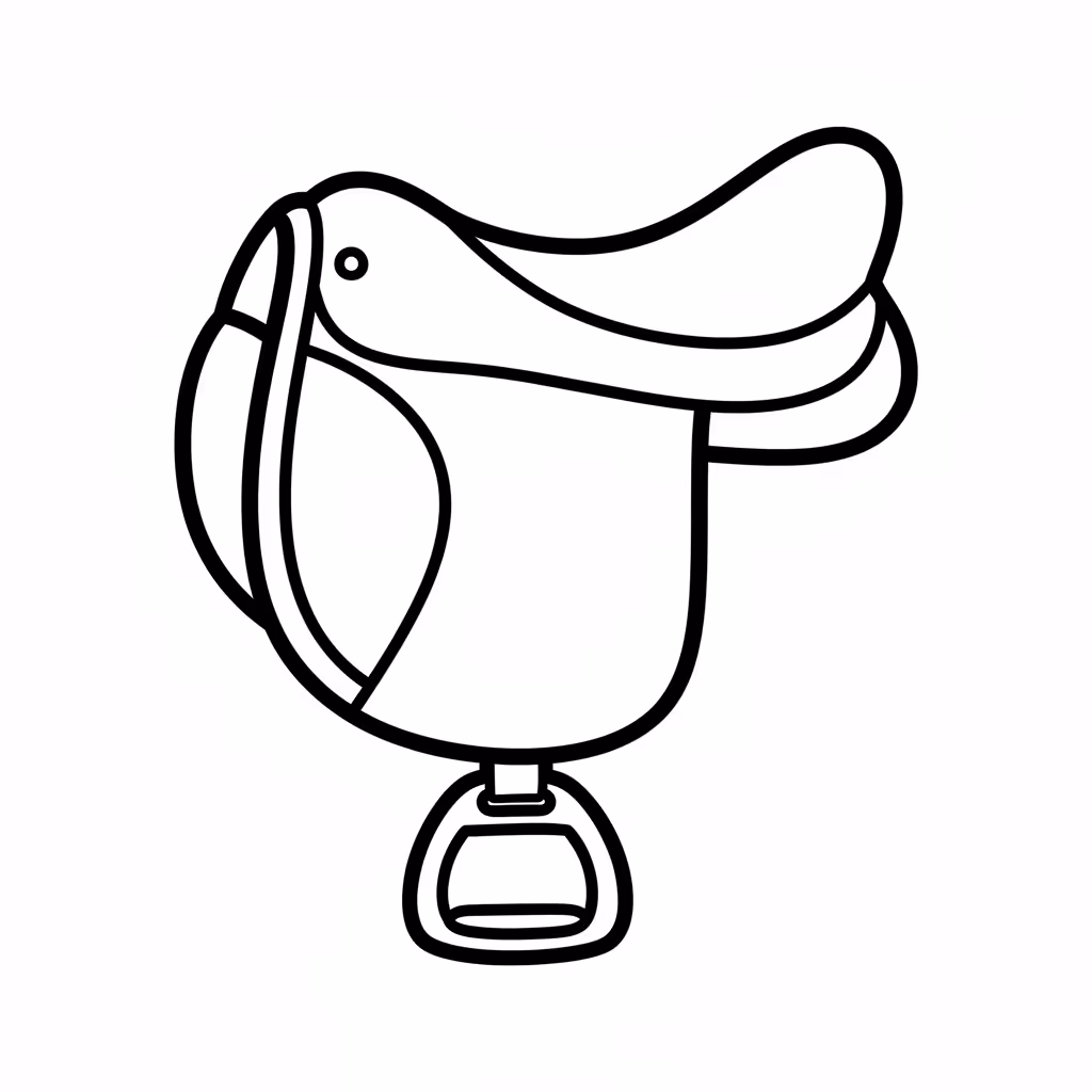Picture of a printable coloring page showing Saddle, level medium
