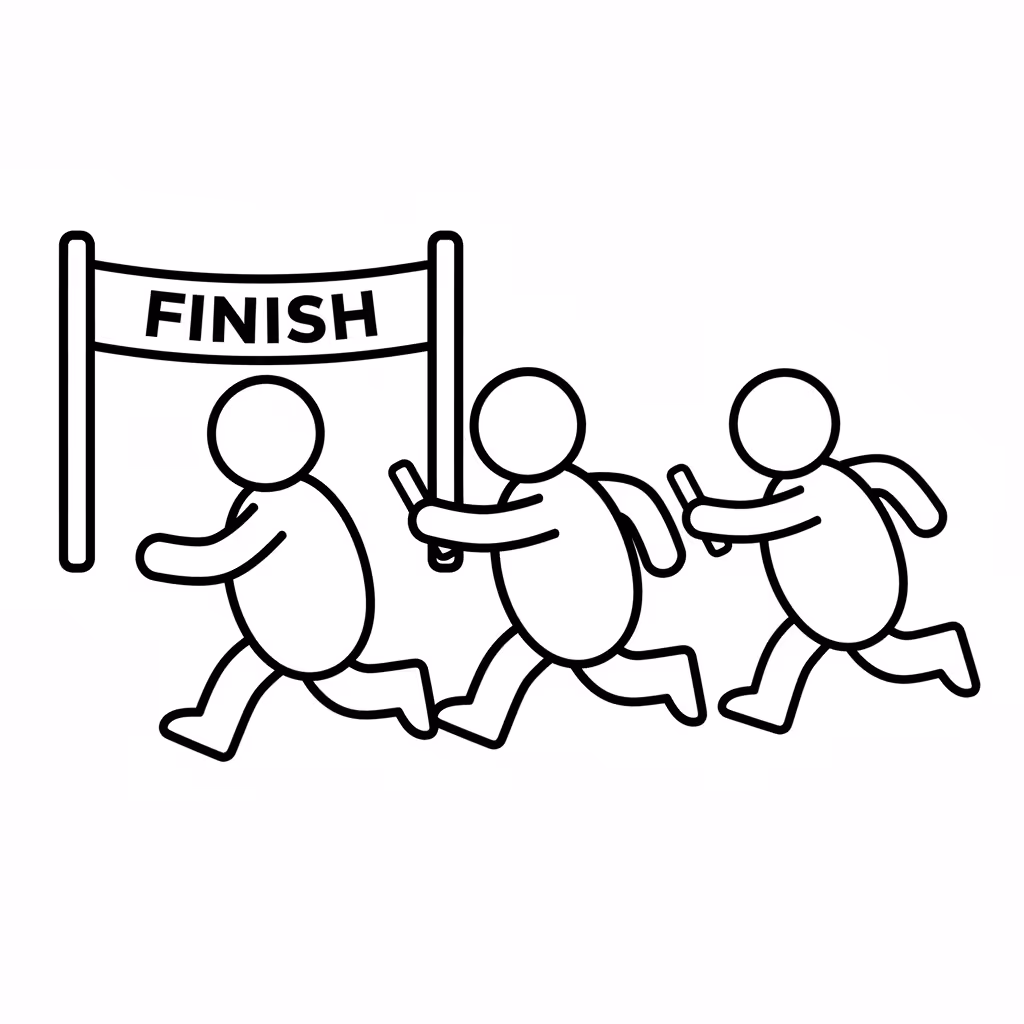 Picture of a printable coloring page showing Relay Race, level medium