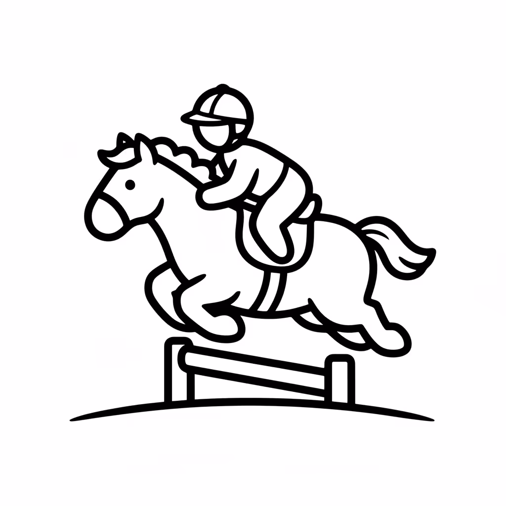 Picture of a printable coloring page showing Horse Rider, level medium