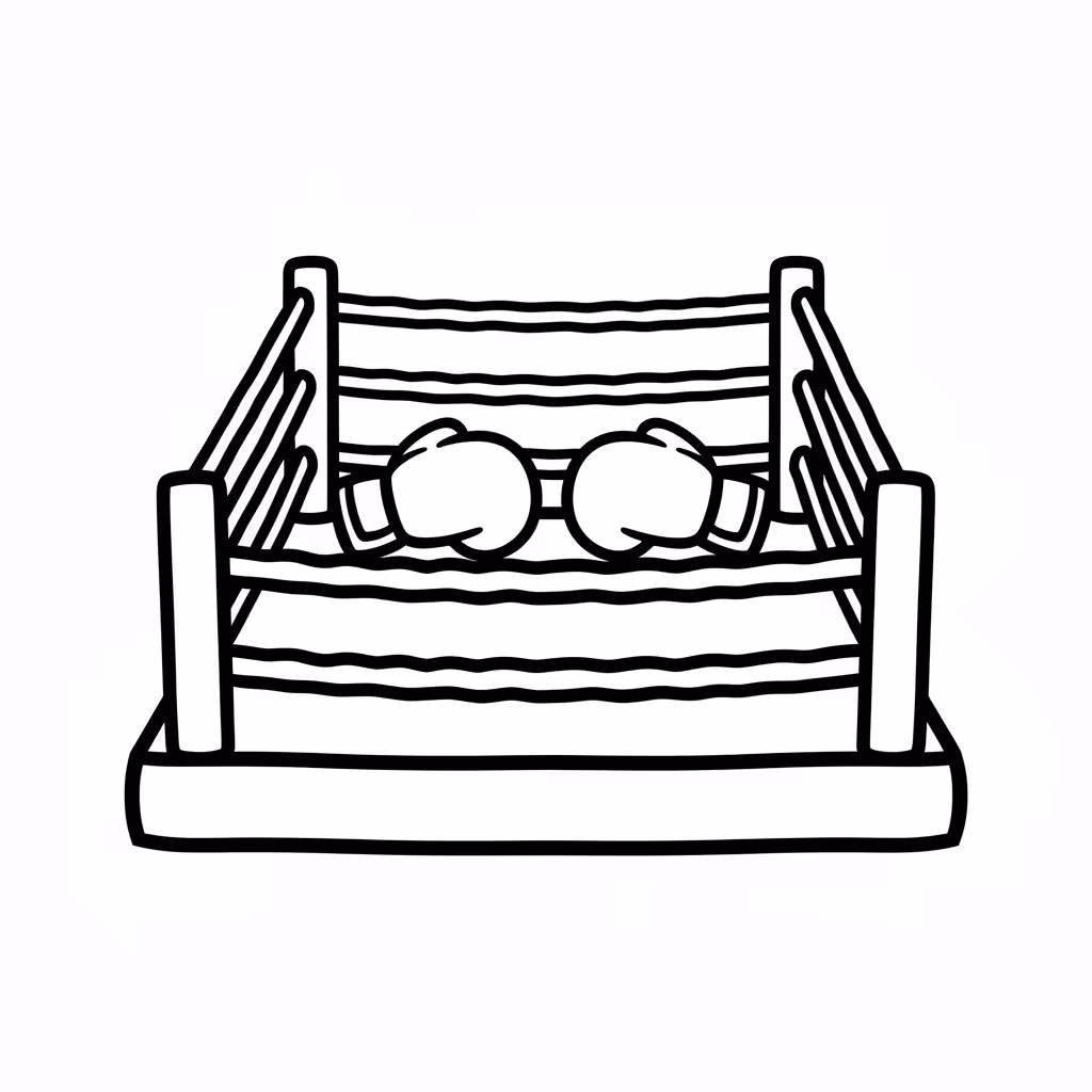Picture of a printable coloring page showing Boxing Ring, level medium