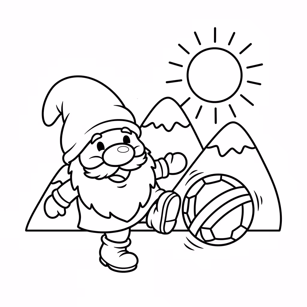 Picture of a printable coloring page showing Gnome, level medium