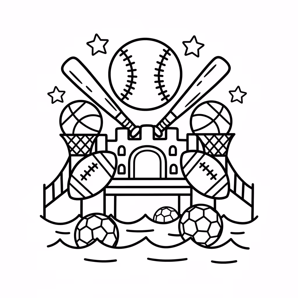 Picture of a printable coloring page showing Drawbridge, level medium