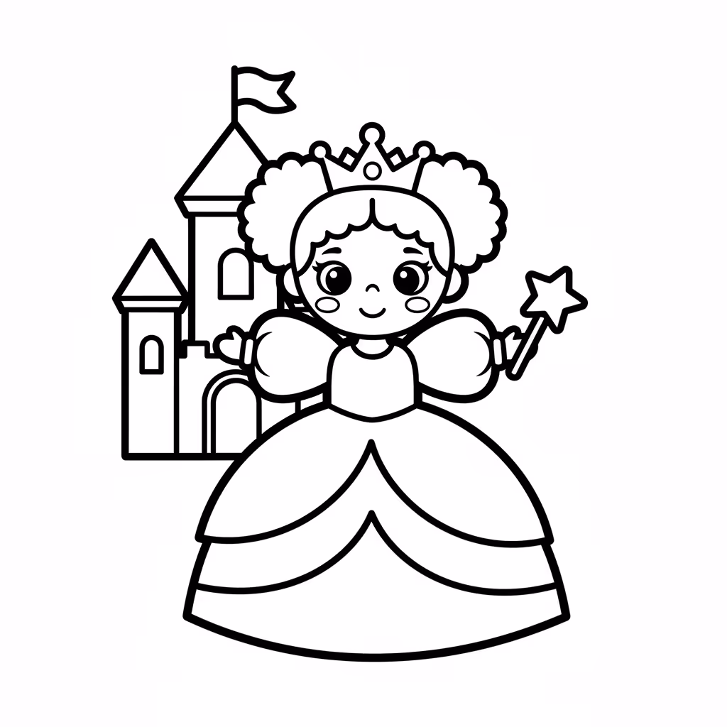 Picture of a printable coloring page showing African Princess, level medium