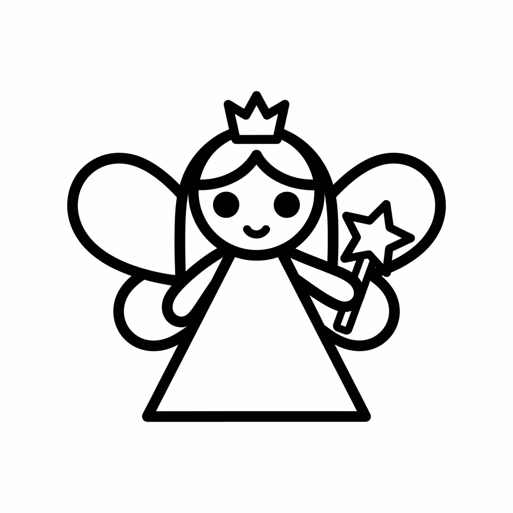 Picture of a printable coloring page showing Fairy Princess, level medium