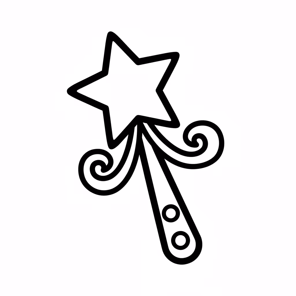 Picture of a printable coloring page showing Fairy Wand, level medium