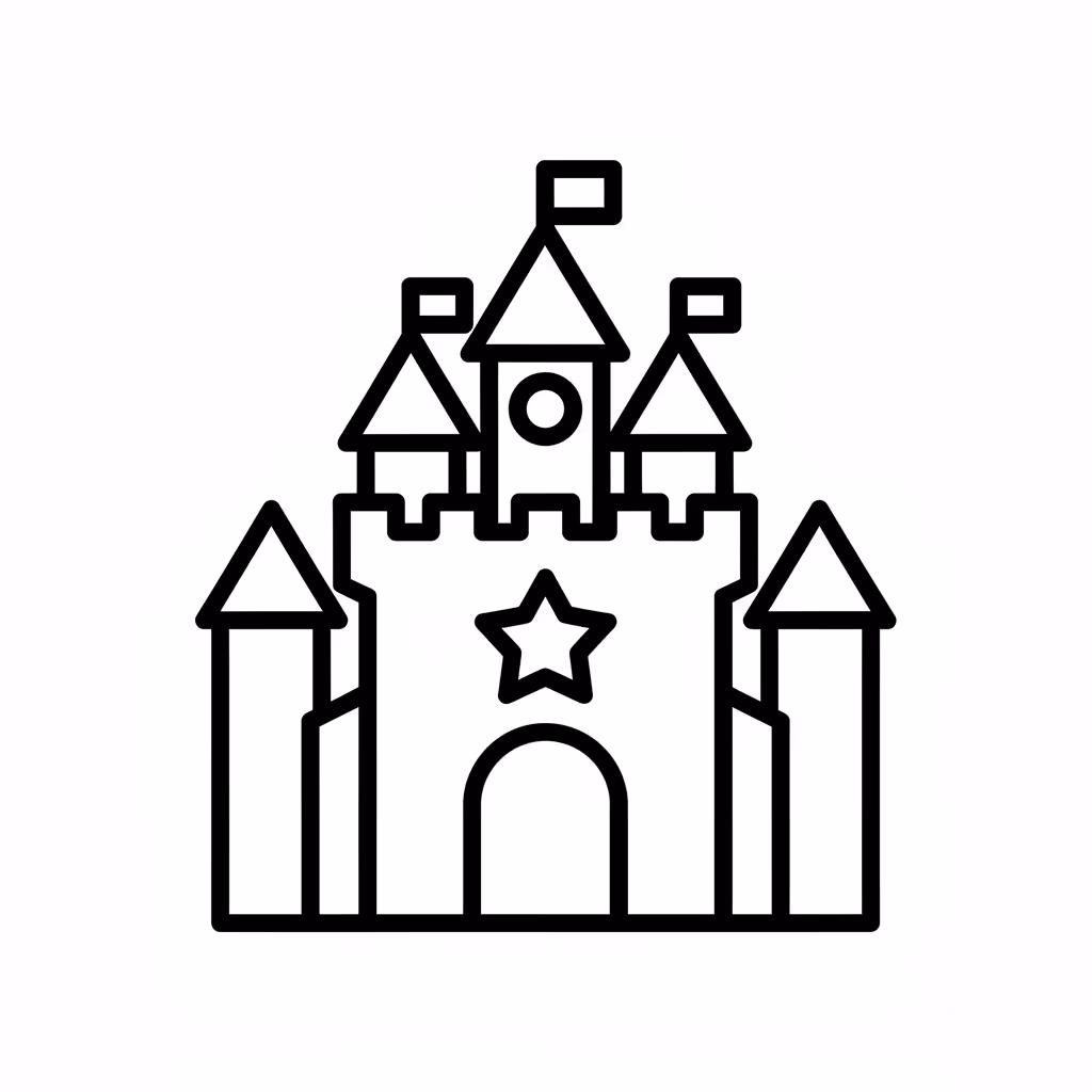 Picture of a printable coloring page showing Princess Castle, level medium