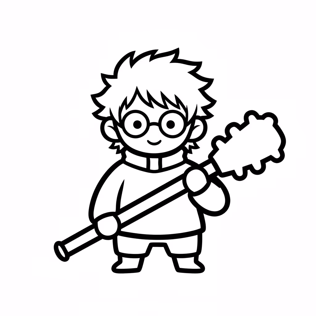 Picture of a printable coloring page showing Gardening, level easy