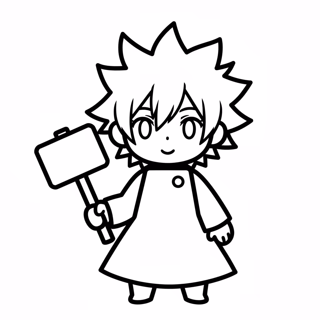 Picture of a printable coloring page showing Gardening, level easy