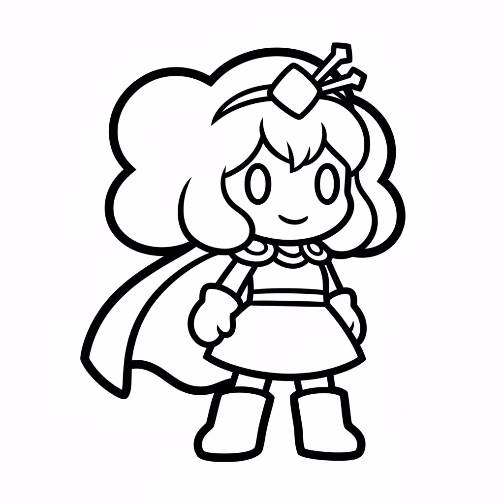 Picture of a printable coloring page showing African PrincessFubuki, level easy