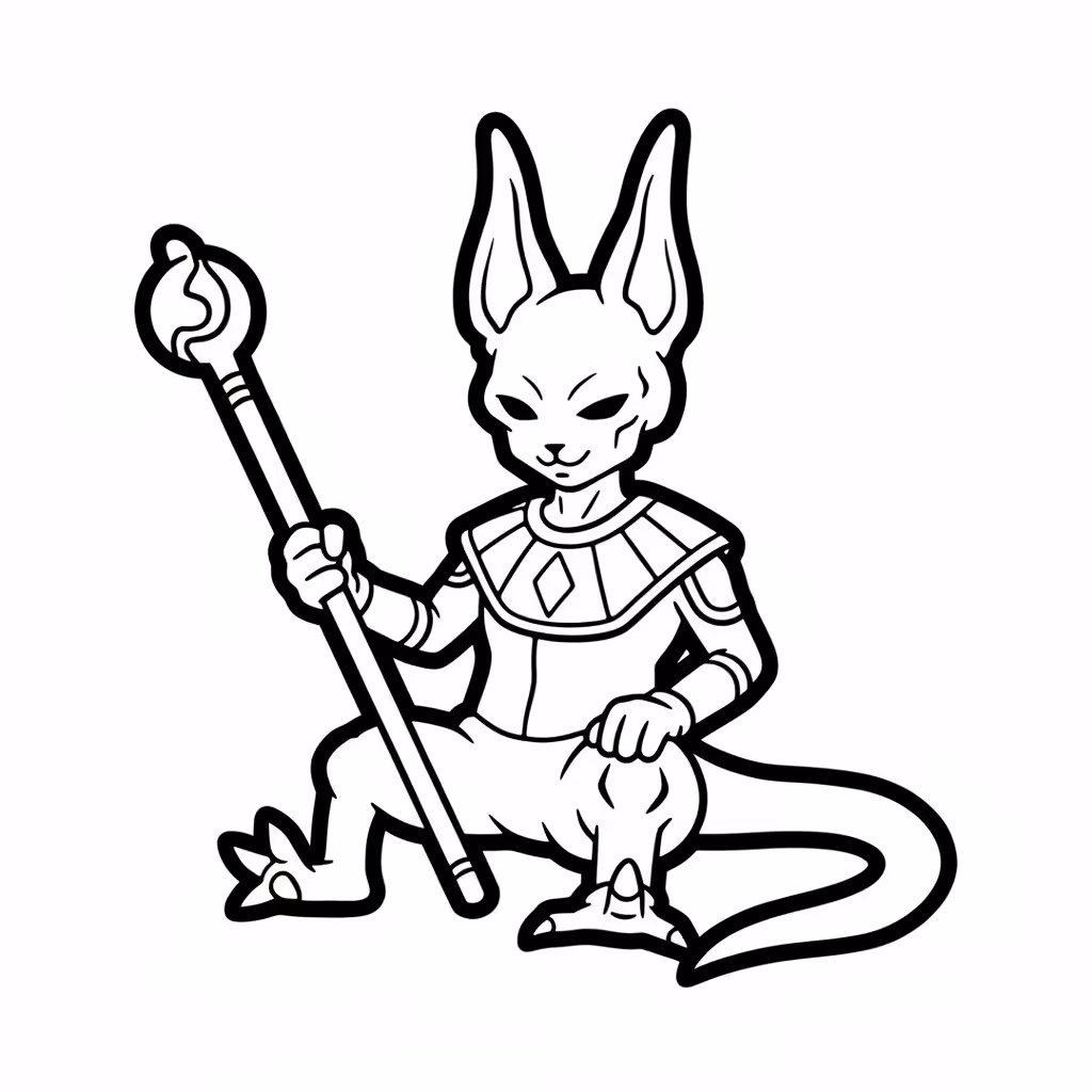 Picture of a printable coloring page showing African PrincessBeerus, level easy