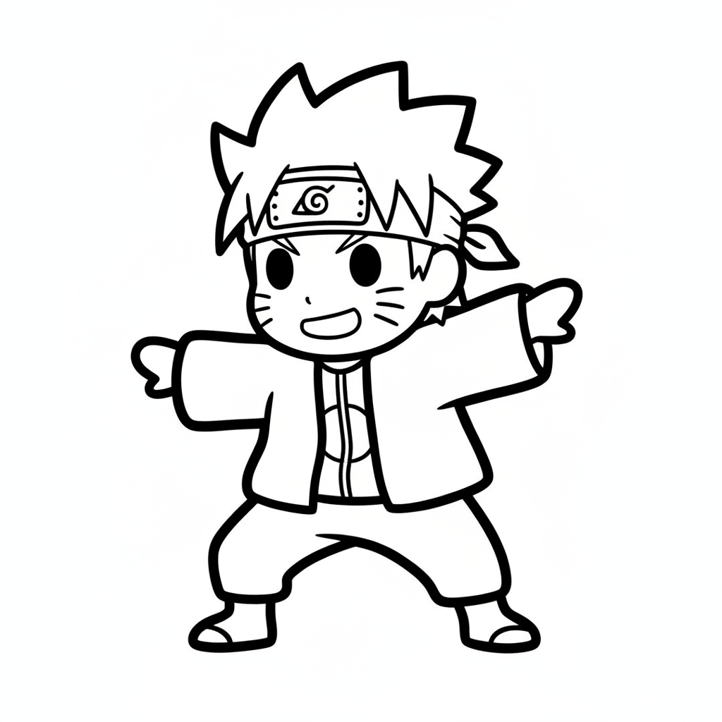 Picture of a printable coloring page showing Boruto, level easy
