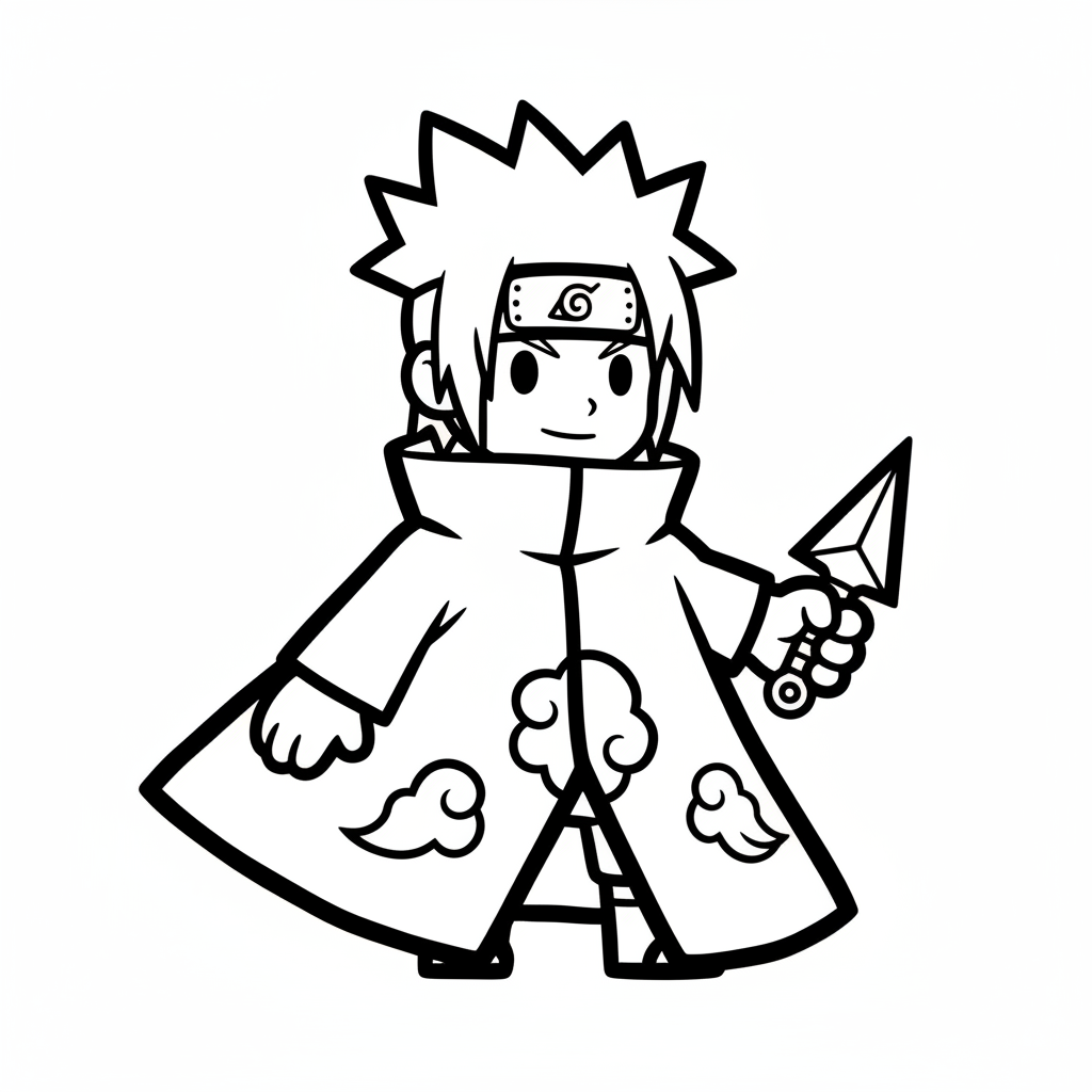 Picture of a printable coloring page showing Minato, level easy