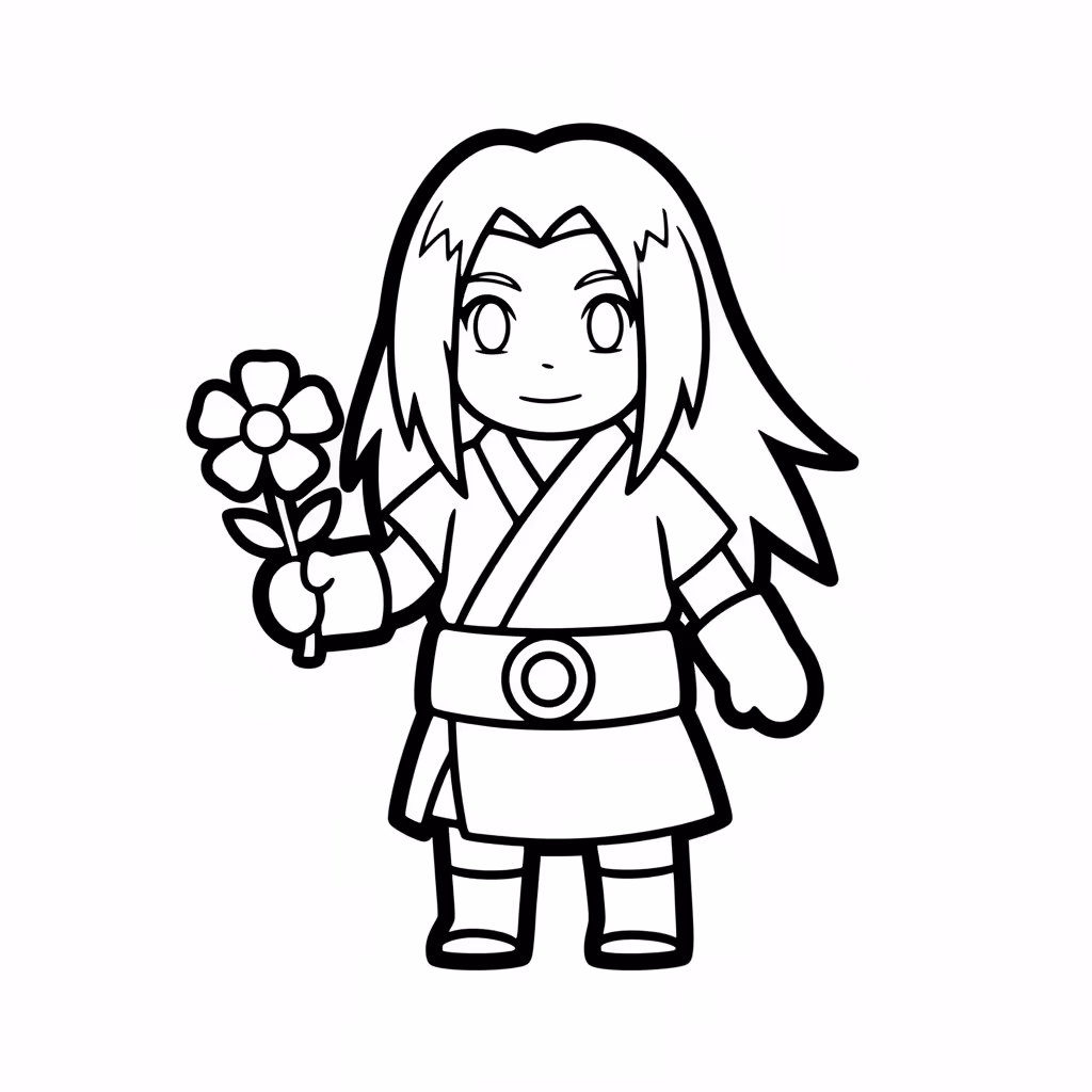Picture of a printable coloring page showing Gardening, level easy