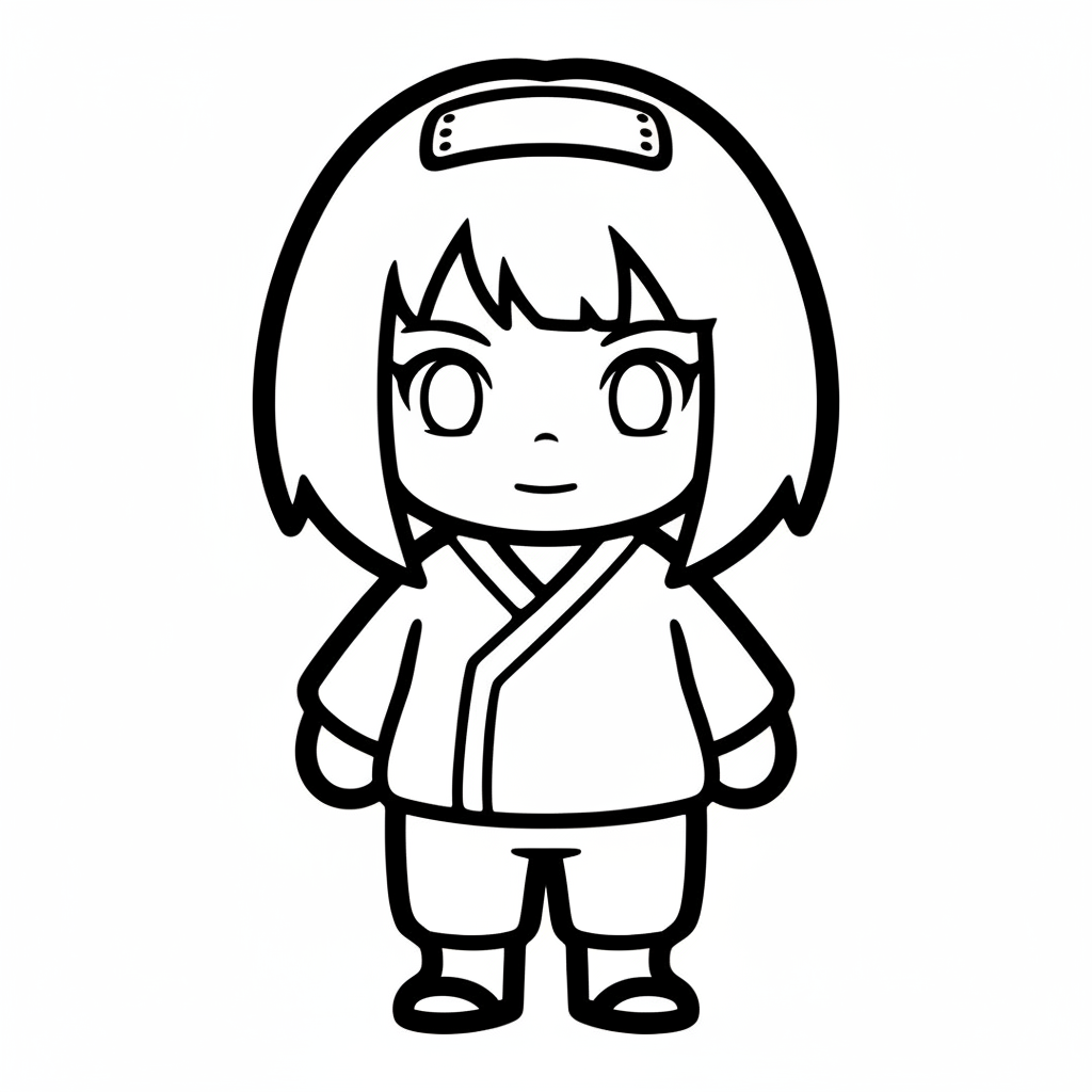 Picture of a printable coloring page showing Hinata, level easy