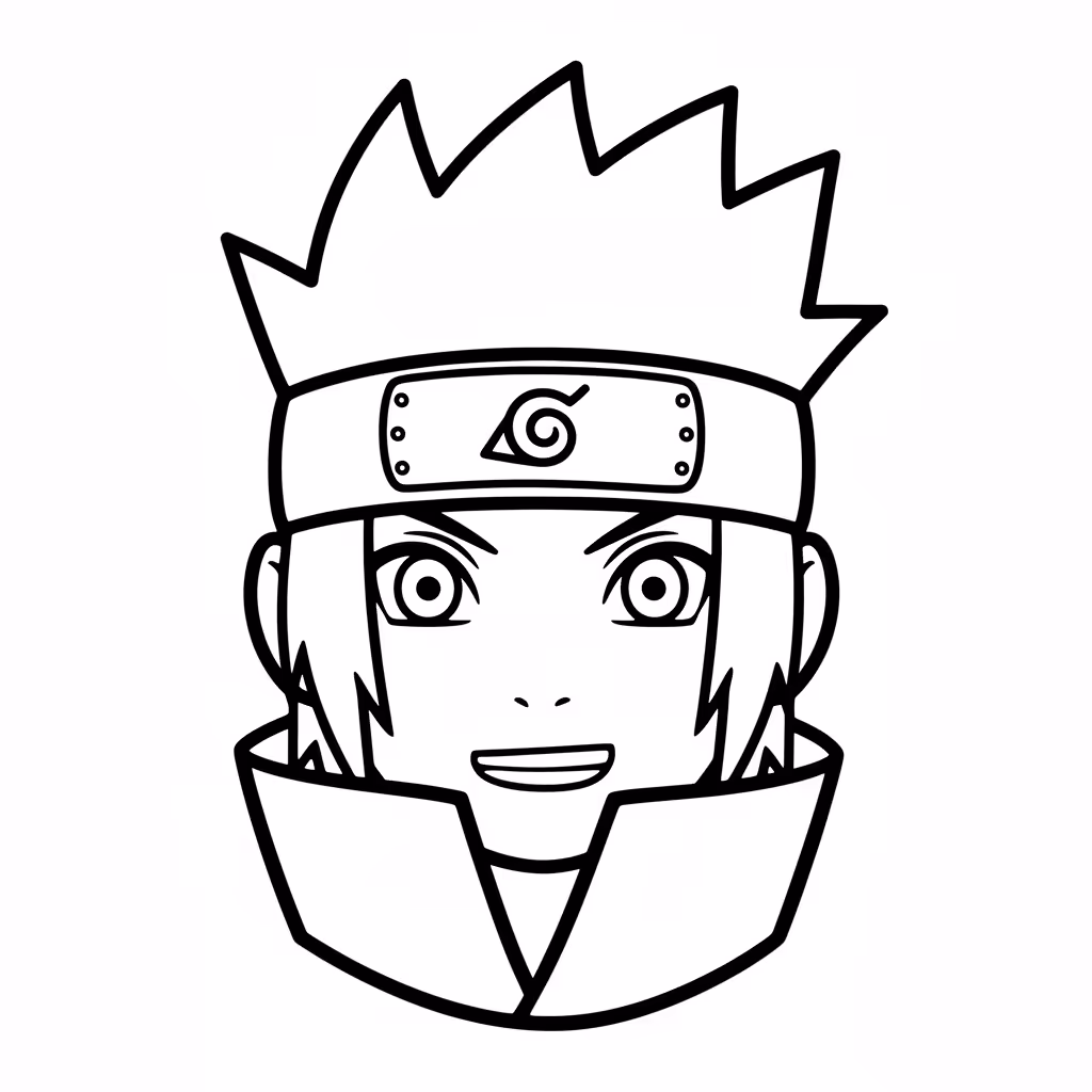Picture of a printable coloring page showing Sasuke, level easy