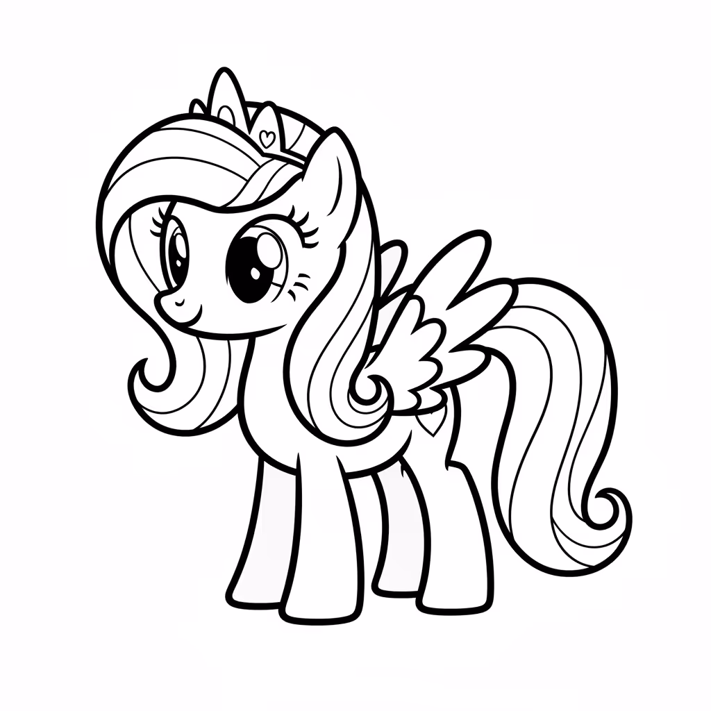 Picture of a printable coloring page showing Princess Cadance, level medium