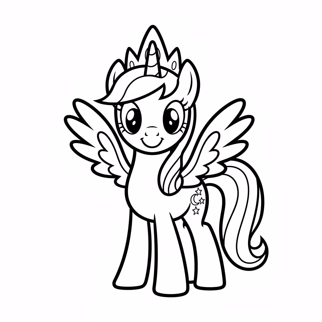 Picture of a printable coloring page showing Princess Luna, level medium