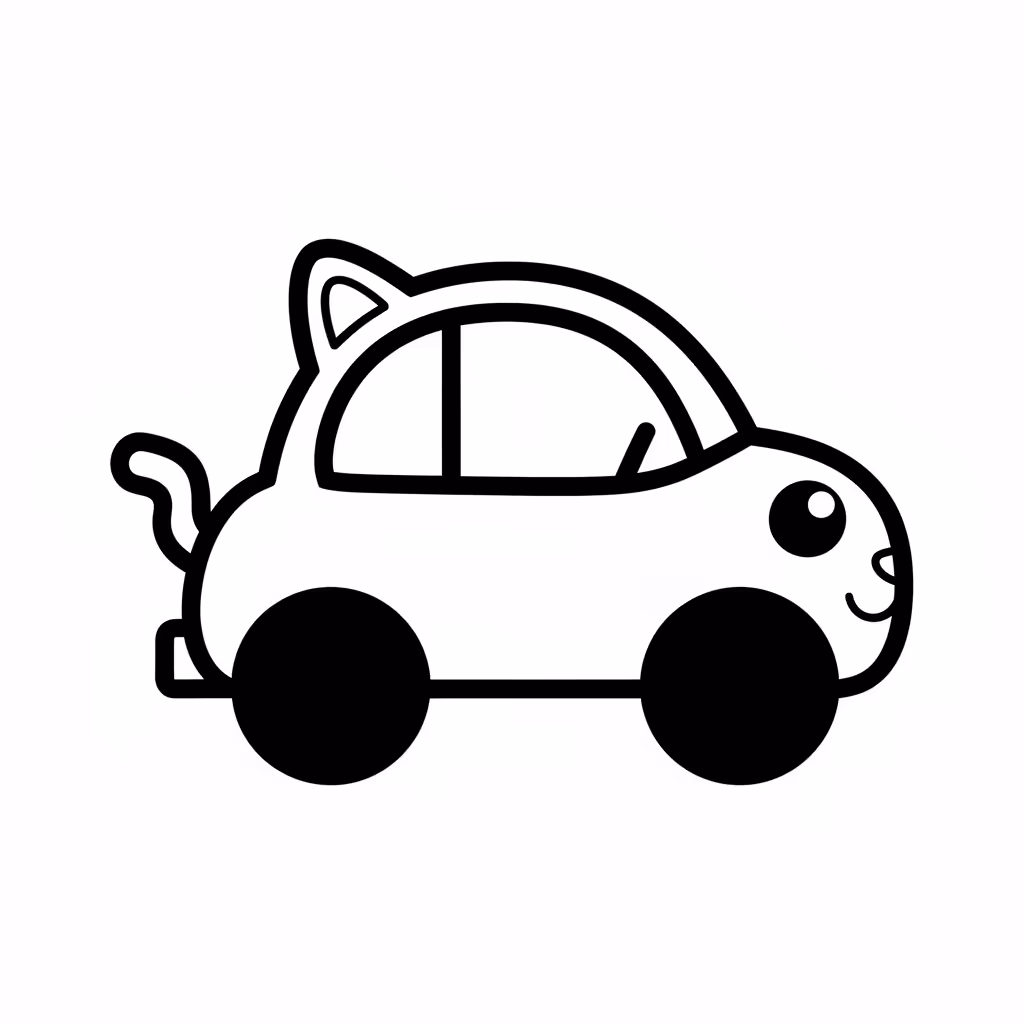 Picture of a printable coloring page showing African PrincessCat-Car, level easy